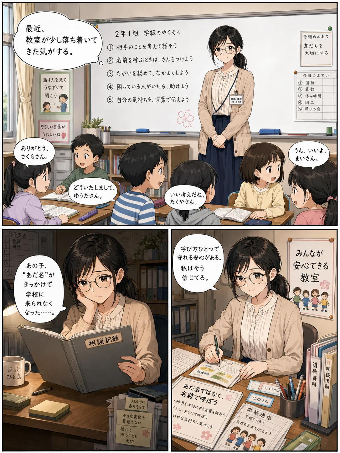 漫画1ページ目 あだ名が消えた教室